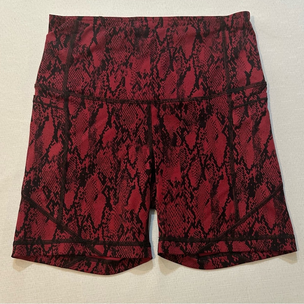CRZ Yoga Red Snakeskin Biker Shorts Size S